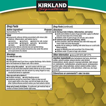 Kirkland Signature Hydrocortisone 1% Plus Anti-Itch Cream, 8 Ounces (Pack of 4)