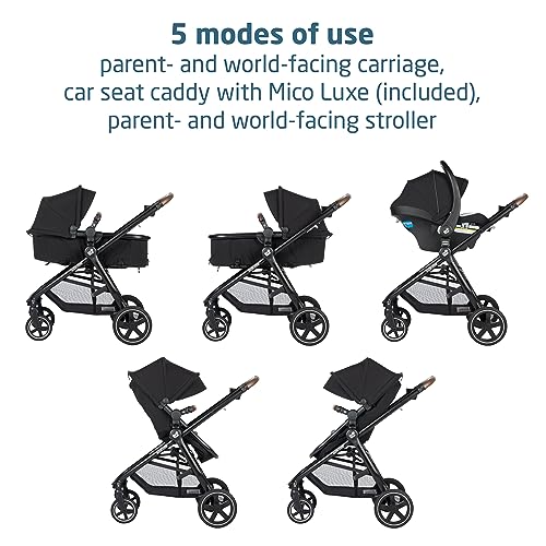 Maxi-Cosi Zelia™ Luxe 5-in-1 Modular - Baby Travel System Car Seat and Stroller, Infant Car Seat and Stroller Combo, Baby Car Seat and Stroller Combo in New Hope Black