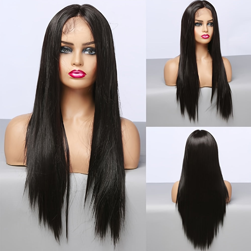Luxurious 28-Inch Ombre Blonde to Brown Lace Front Wig - High-Quality Heat-Resistant Synthetic Fiber, Easy to Wear & Comfortable Fit for Music Festivals, Parties, Weddings, Holidays & Graduations - Natural-Looking Straight Ha