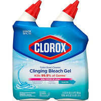 Clorox Toilet Bowl Cleaner, Clinging Bleach Gel, Ocean Mist - 24 Ounces, Pack of 2