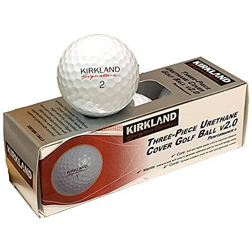 Kirkland Signature Three-Piece Urethane Cover Golf Ball v2.0, 1 Dozen, 12 Count, White