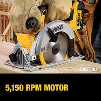 DEWALT 20V MAX Circular Saw, 6-1/2-Inch Blade, 460 MWO Engine, 0-50 Degree Bevel Capability, Bare Tool Only (DCS391B)