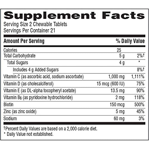 Emergen-C Immune+ Chewables 1000mg Vitamin C with Vitamin D Tablet, Immune Support Dietary Supplement for Immunity, Orange Blast Flavor - 42 Count