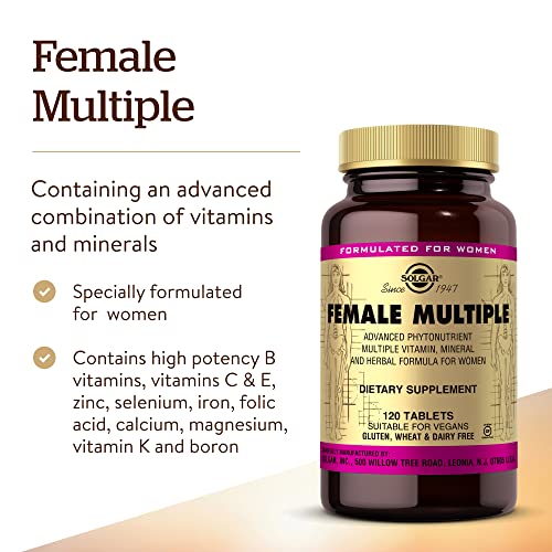 Solgar Female Multiple, 120 Tablets - Multivitamin, Mineral & Herbal Formula for Women - Advanced Phytonutrient - Vegan, Gluten Free, Dairy Free - 40 Servings