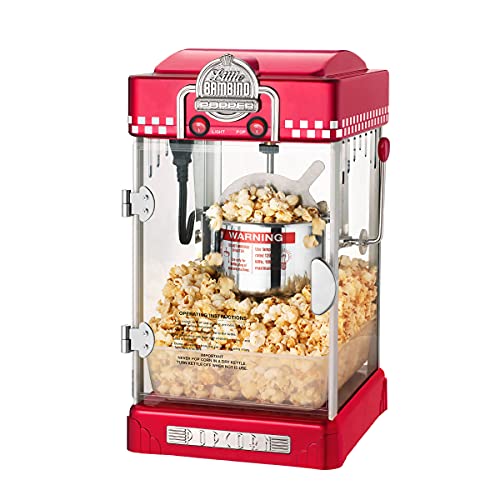 Little Bambino Popcorn Machine - Old-Fashioned Countertop Popper with 2.5-Ounce Kettle, Measuring Cups and Scoop by Great Northern Popcorn (Red)