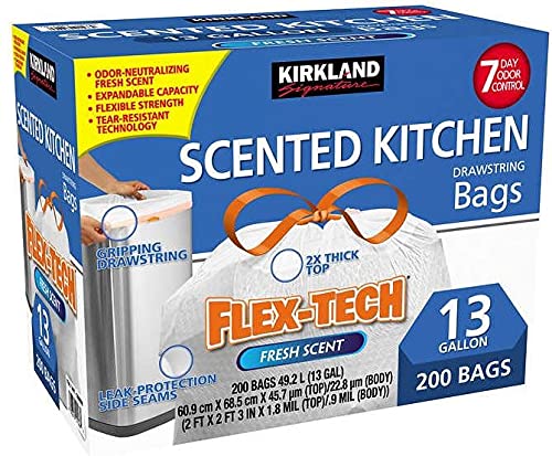 13-Gallon Scented Kitchen Trash Bags, 200-count (200-Pack)