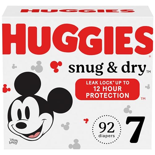 Huggies Size 7 Diapers, Snug & Dry Baby Diapers, Size 7 (41+ lbs), 92 Ct (2 Packs of 46), Packaging May Vary