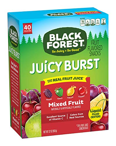 Black Forest Juicy Burst Fruit Snacks, Mixed Fruit Flavors, 0.8 Ounce Pouches (40 Count)