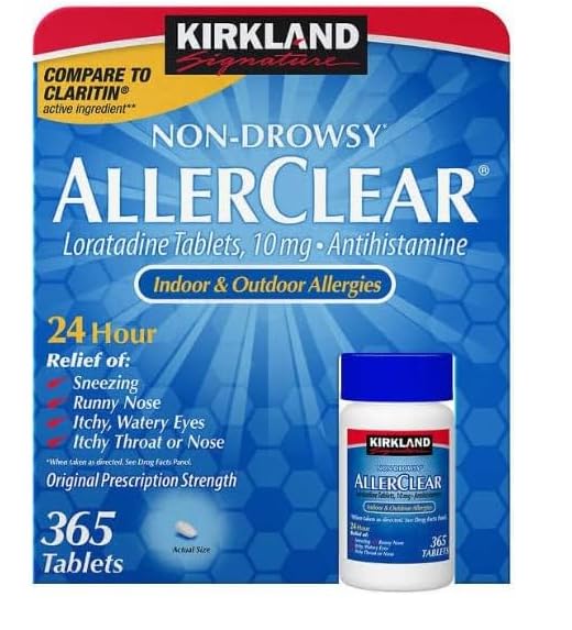 DIINGO Pill Bag (1pcs) with Bundle Kirkland Signature Non-Drowsy AllerClear Antihistamine 10mg 365 Tablets #529688 (1pcs). 12mil 3 x 2.75 inch. (1 Pair)