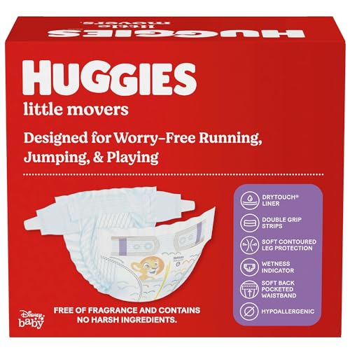 Huggies Size 4 Diapers, Little Movers Baby Diapers, Size 4 (22-37 lbs), 58 Count