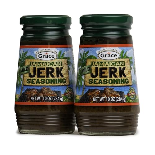 Grace Jamaican Jerk Seasoning Paste - 10oz - Mild Jerk Seasoning Jamaican Style - Caribbean Jerk Seasoning Mix for Jerk Chicken Seasoning & Oxtail Seasoning - Best BBQ Rub for Pork Ribs & Steaks 2 Pack