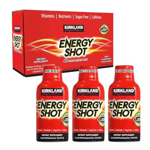 Kirkland Signature Energy Shot, Dietary Supplement: 48 Bottles Variety Pack of 2 Fl Oz