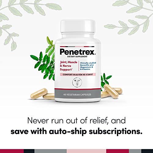 Penetrex Joint, Muscle & Nerve Support Supplement – Comfort in 5 Days with Advanced Boswellia Serrata Extract, Vitamin C, B, D & Magnesium Glycinate - 60 Fast-Acting Neuropathy Supplement Capsules