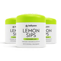 Dr. Kellyann Lemon Sips, Diet Citrus Drink Mix (21 Servings) Rehydrate, Detox, Revitalize, Sugar Free, Fat Free, Non GMO, Reduces Cellulite, Hydrates and Firms Skin (Cucumber Lime)