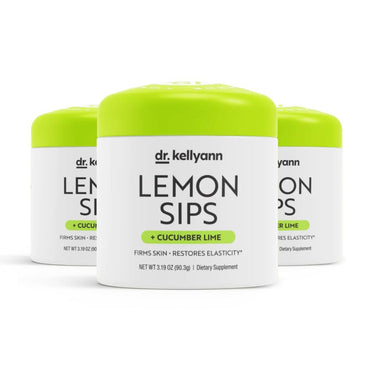 Dr. Kellyann Lemon Sips, Diet Citrus Drink Mix (21 Servings) Rehydrate, Detox, Revitalize, Sugar Free, Fat Free, Non GMO, Reduces Cellulite, Hydrates and Firms Skin (Cucumber Lime)