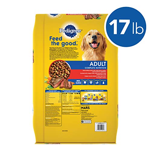 PEDIGREE Complete Nutrition Adult Dry Dog Food Grilled Steak & Vegetable Flavor Dog Kibble, 17 lb. Bag