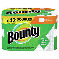 Bounty Full Sheet Paper Towels, White, 6 Double Rolls = 12 Regular Rolls