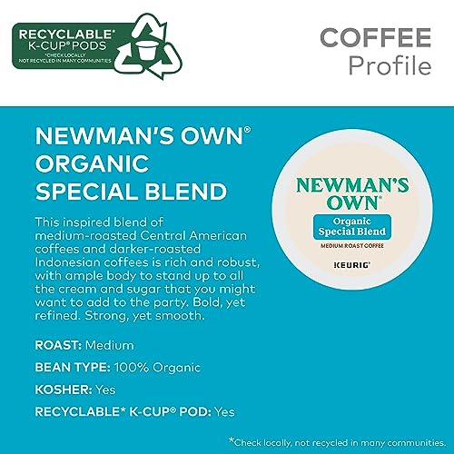 Newman's Own Organics Special Blend Keurig Single-Serve K-Cup Pods, Medium Roast Coffee, 96 Count (4 Packs of 24)