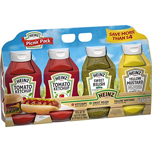 Heinz Ketchup, Mustard, and Sweet Relish Picnic Pack, 4 Pack