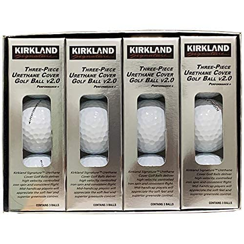 Kirkland Signature Three-Piece Urethane Cover Golf Ball v2.0, 1 Dozen, 12 Count, White