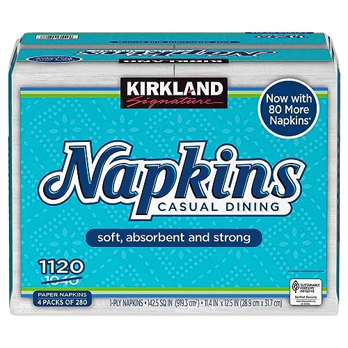 Kirkland Signature Napkin, 1-Ply, 280 Count (Pack of 4)