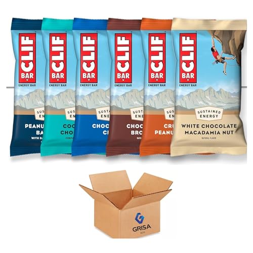 Clif Bar - Energy Bars - Variety Pack - Made with Organic Oats - 9-11g Protein - Non-GMO - Plant Based - 2.4 oz. (16 Count) GrisaBox - Clif Bar Variety Pack