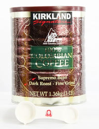 Kirkland Signature 100% Colombian Dark Roast Coffee Bundle (3 lbs) with Bonus Sophley Measuring Spoon - Rich Flavor and Convenient Brewing!