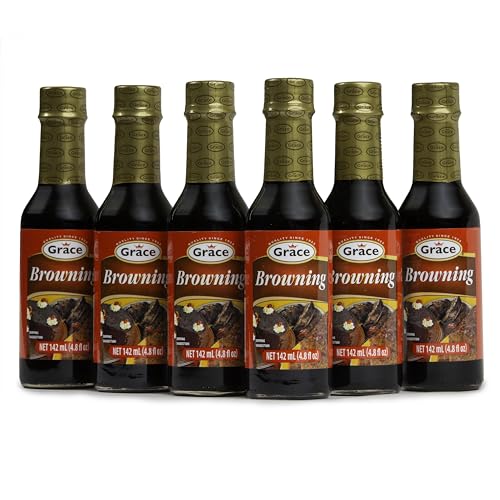 Grace Browning Sauce Jamaican 4.8oz - Browning Sauce for Grilling & Baking Jamaican Food - Jamaican Seasoning Sauce for Beef Gravy Vegetarian Gravy Brown Gravy Sauce & Oxtail Seasoning Jamaican 6 Pack