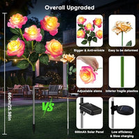 Solar Lights Outdoor Waterproof, 4 Pack Solar Garden Lights Outside, Outdoor Solar Lights for Yard with 20 Rose Solar Flowers Lights, Garden Lights Solar Powered Waterproof Yard Decorations Outdoor