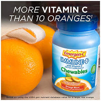 Emergen-C Immune+ Chewables 1000mg Vitamin C with Vitamin D Tablet, Immune Support Dietary Supplement for Immunity, Orange Blast Flavor - 42 Count