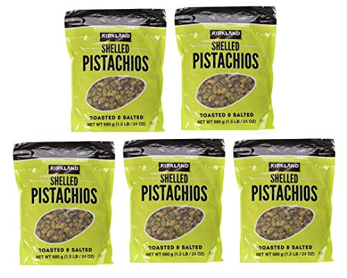 Kirkland Signature bLiqqk Shelled Pistachios, Roasted & Salted, 24 Ounce (Pack of 5)