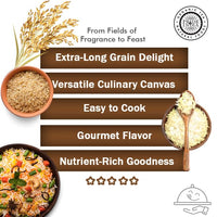 Pride Of India - PACK of 6 - Extra Long Brown Basmati Rice - Naturally Aged Healthy Grain, 1.5 Pound Jar