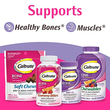 Caltrate Chewables 600 Plus D3 Plus Minerals Calcium Vitamin D Supplement, Cherry, Orange and Fruit Punch - 90 Count
