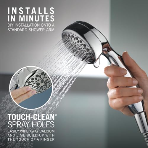 Delta Faucet 7-Spray Touch-Clean Hand Held Shower Head with Hose, Chrome, 75700