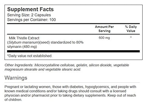 Vitacost Milk Thistle Extract - Standardized - 600 mg per Serving - 200 Capsules