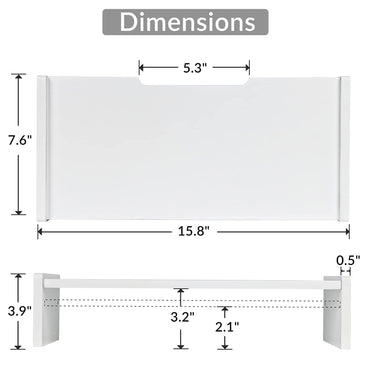 KINLINK Bamboo Monitor Stand Riser, Monitor Riser with 2 Adjustable Height, 15.8 inch Computer Riser for Computer, iMac, PC, Printer, Computer Monitor Stand for Home & Office, White