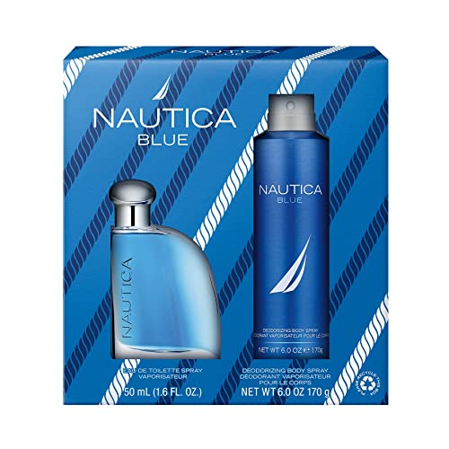 Nautica Blue 2 piece Gift Set for Men - 1.6 oz Eau De Toilette Spray + 6.0 oz Deodorizing Body Spray