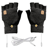 [Heated Fingerless] USB Heating Gloves | Knitted Fingerless | Washable Design | Winter Hand Warmth | Laptop Gloves
