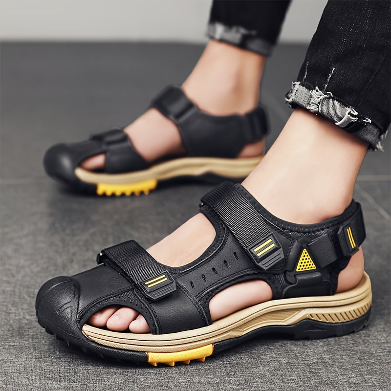 [Breathable Sandals] Summer Breathable Men's Sandals | Casual Sporty Open-Toe Shoes with Adjustable Straps, Faux Cover & Rubber Sole for Beach, Hiking, and Outdoor Activities