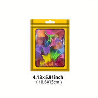 [Holographic Zipper Lock Bags] 100-Pack Holographic Zipper Lock Resealable Bags | Moisture-Proof Aluminum Foil Polyester Film Flat Transparent Window Pouch for Electronics/Jewelry/Cosmetics Organization, 4 Size Options, Non-f