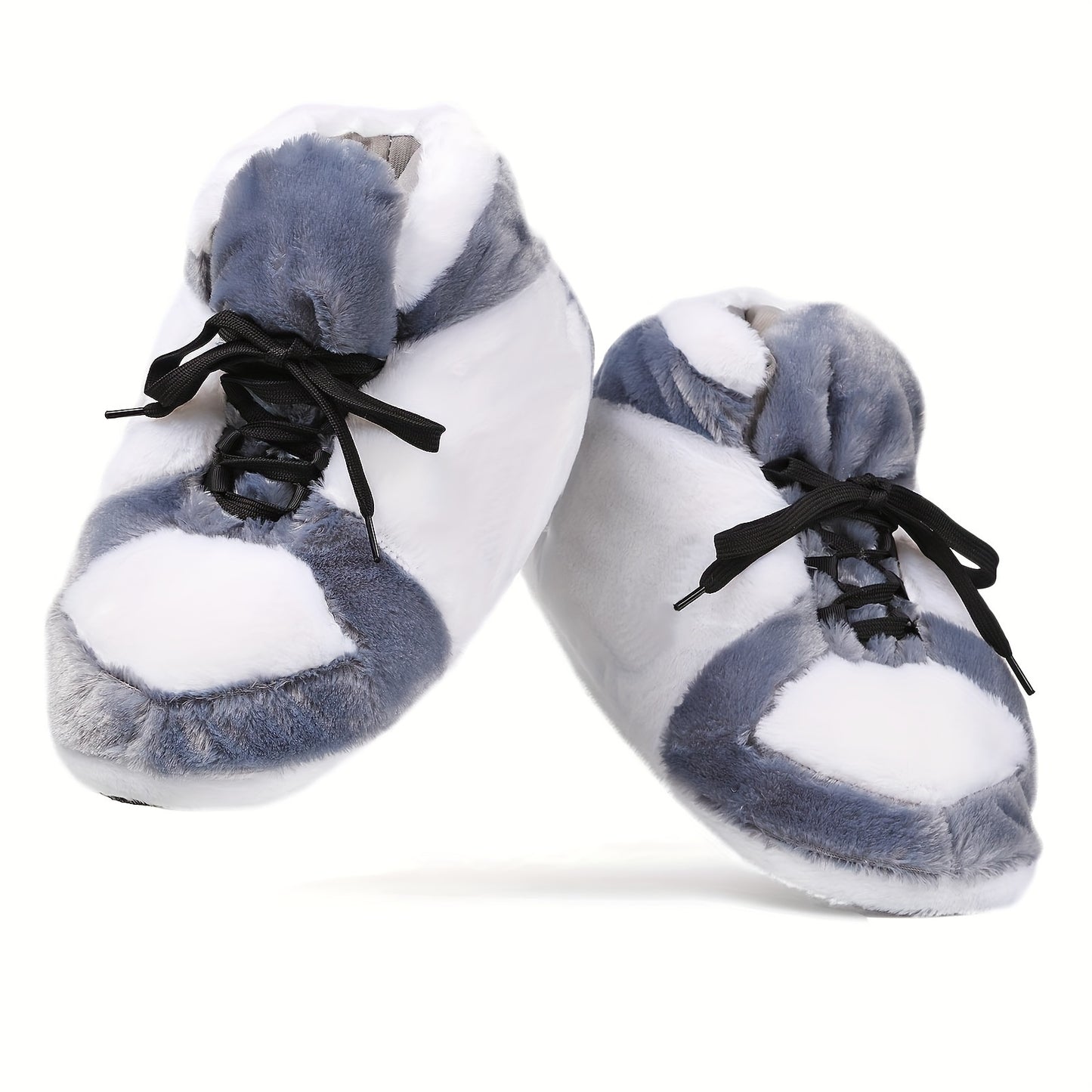 Men's Fuzzy Lace Up Thermal Home Shoes, Comfy Non Slip Casual Funny Indoor Shoes, Men's Footwear