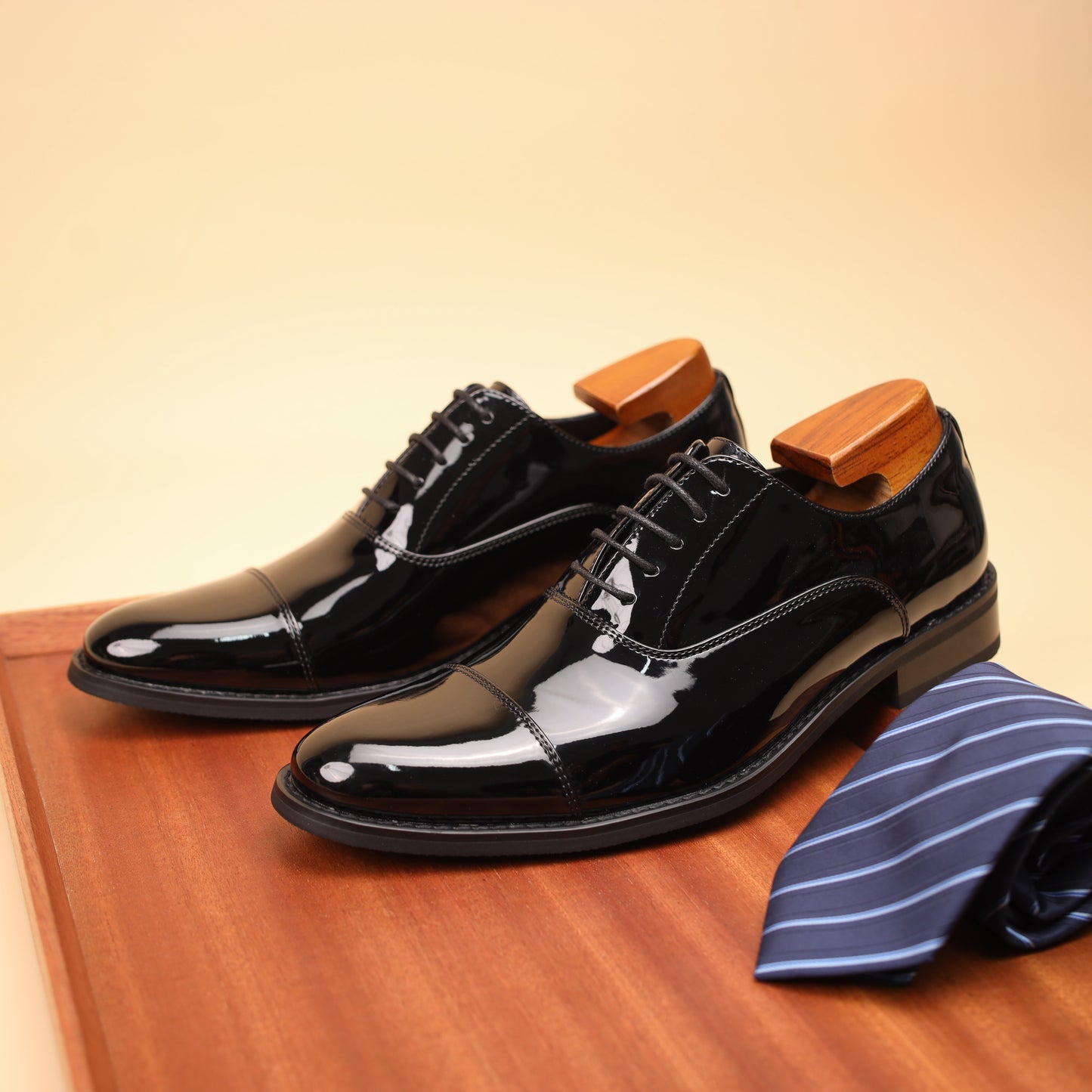 [Trendy Cow Leather Oxford Shoes] Men's Trendy Split Cow Leather Upper Cap Toe Oxford Shoes, Comfy Non Slip Casual Rubber Sole Formal Shoes, Men's Footwear