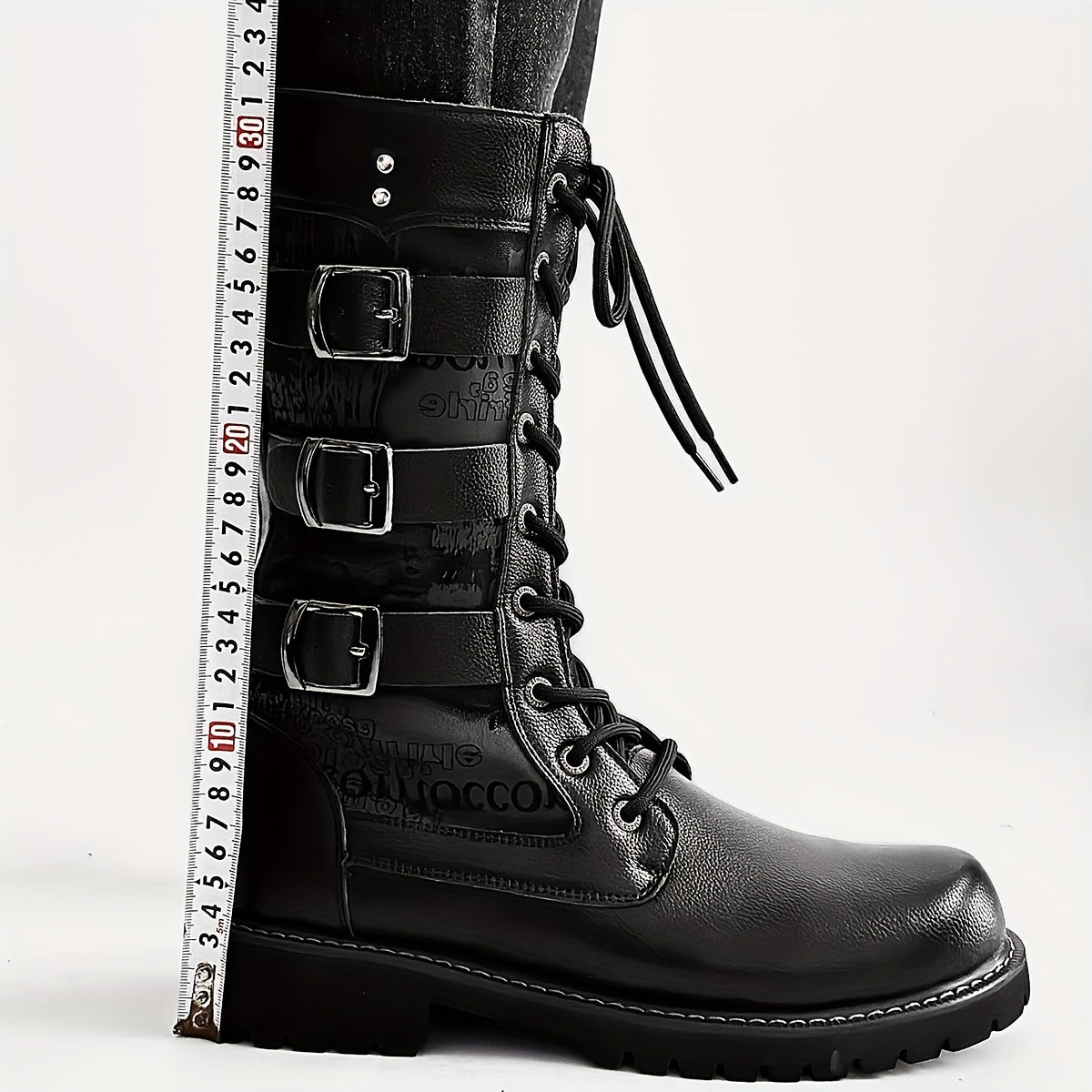 Men's Trendy Solid Colour High Top Lace Up Boots, Comfy Non Slip Durable Rubber Sole Shoes For Men's Outdoor Activities, Men's Footwear