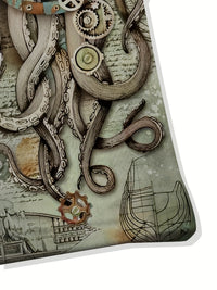 Men's Casual Shirt with Unique Octopus Print - Breathable Polyester, Perfect for Golf & Outdoor Activities
