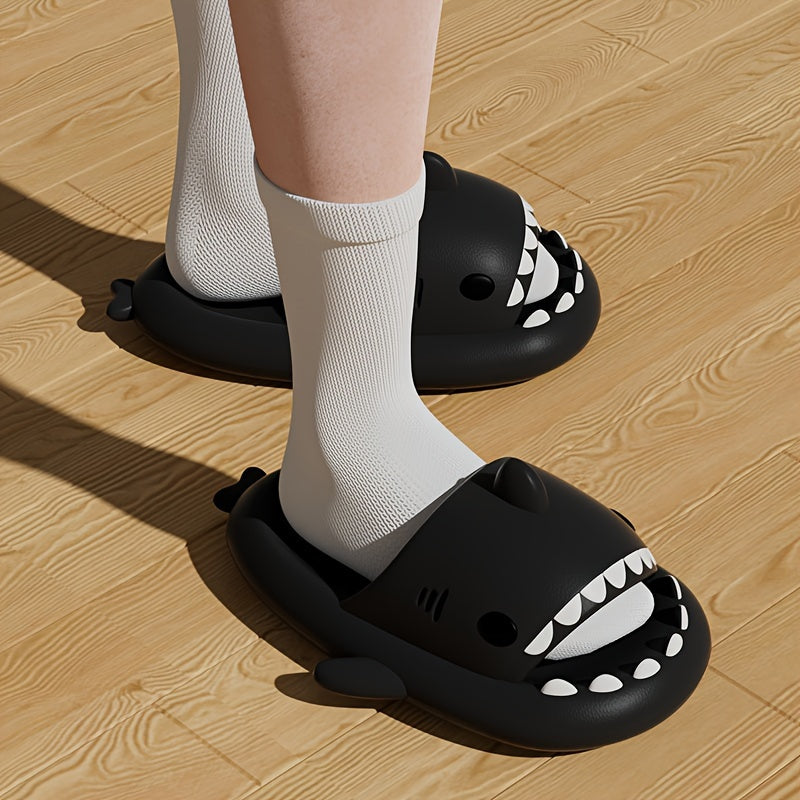 Comfy Shark Cartoon Slides - Unisex Slippers with Soft Wear-Resistant Soles for Casual Summer Outdoor Beach Wear - Breathable, Lightweight, and Easy to Clean