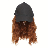 12 Inch Short Wave Baseball Cap Wig With Curly Hair Extension Synthetic Wave Wig Hat For Women Adjustable Baseball Hat Wig