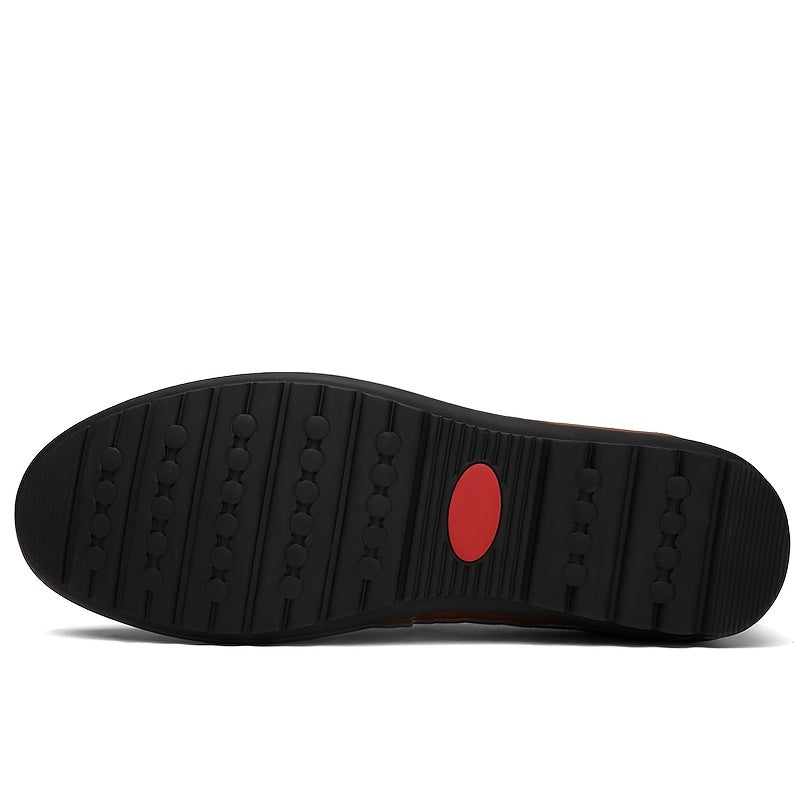 [Comfortable Loafers] CLOHOO Men's Genuine Faux Leather Slip-On Loafers | Non-Slip Comfortable Casual Shoes with Round Toe, Black, Rubber Sole, Faux Cover Lining - All Seasons Durable Footwear, Sleek Loafer Design