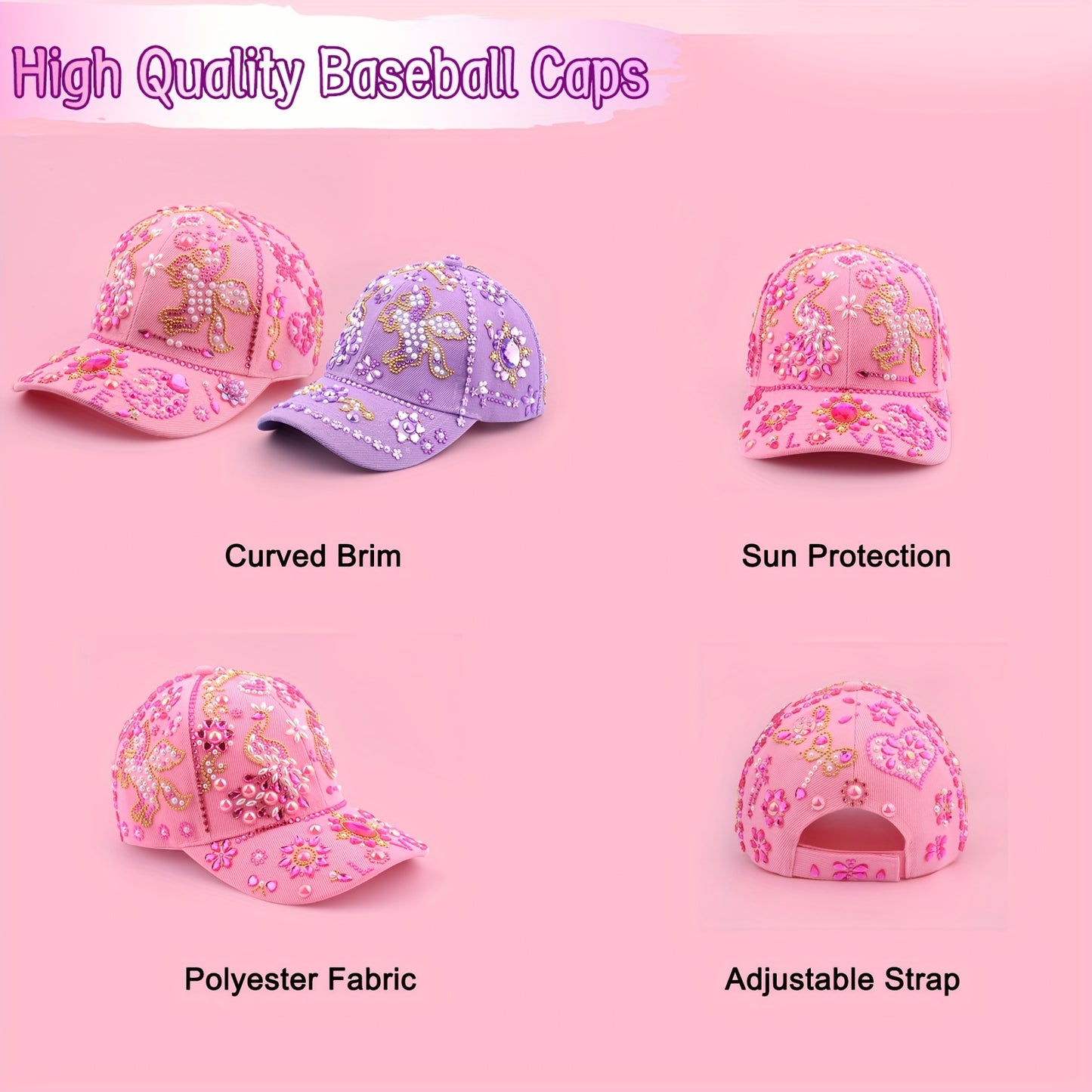 Gifts for Girls 4 5 6 7 8 9 10 11 Year Old, Easter Birthday Gifts Girl, Decorate Your Own Water Bottle Baseball Cap Kids with Glitter Gems & cute Stickers, cute Water Bottles for Girls Age 4-7