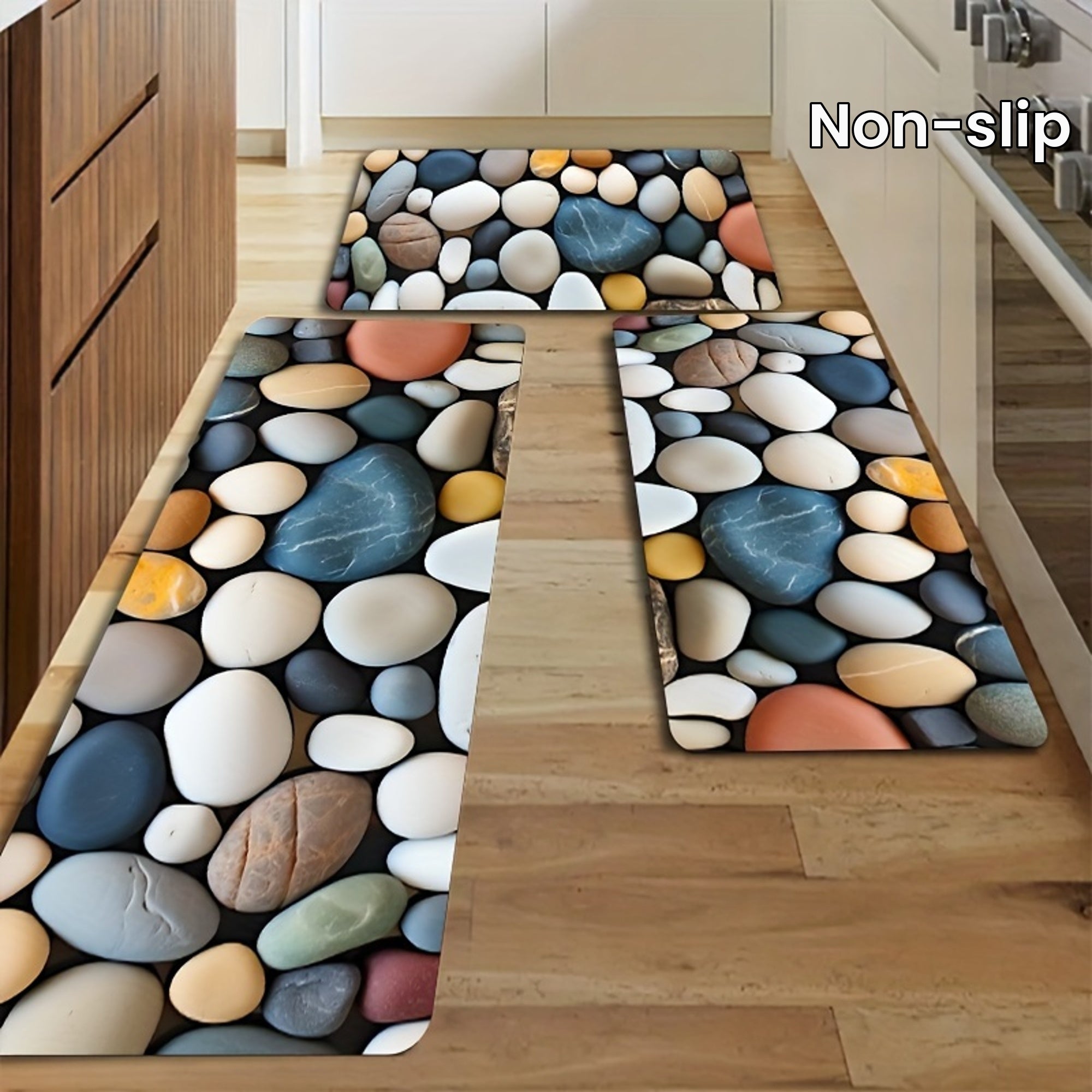 1pc Vibrant Pebble Pattern Rug - Anti-Slip Bathroom & Kitchen Mats, Decorative Water-Resistant Floor Coverings for Indoor/Outdoor Use, Perfect Non-Slip Bath Mat, Kitchen & Toilet Mats