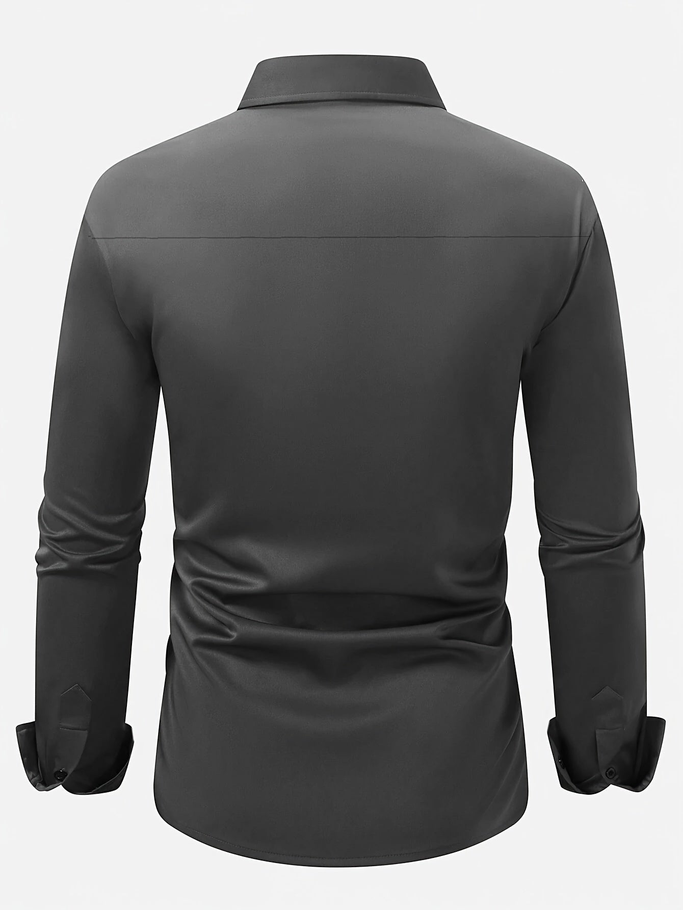 Elegant Solid Color Men'S Dress Shirt - Polyester Woven Fabric, Regular Fit, Button-Down Collar, All-Season Comfort, Ideal Gift for Partners